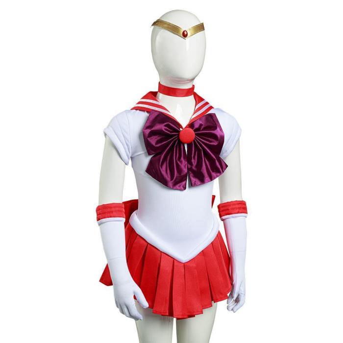 Anime Sailor Moon Hino Rei Kids Grils Dress Outfits Halloween Carnival Suit Cosplay Costume
