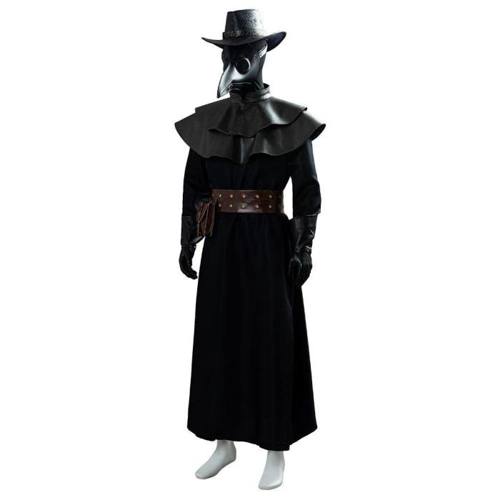 Plague Doctor Steampunk Bird Mask Cape Long Grown Hat Set Holloween Costume Cosplay Costume