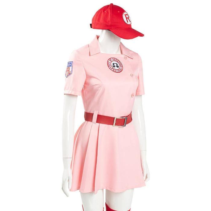 A League Of Their Own Dottie Women Pink Dress Outfits Halloween Carnival Suit Cosplay Costume
