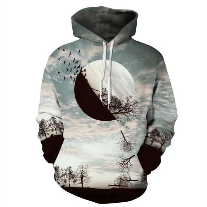 Mens Hoodies 3D Graphic Printed Sunset Pullover Hoody