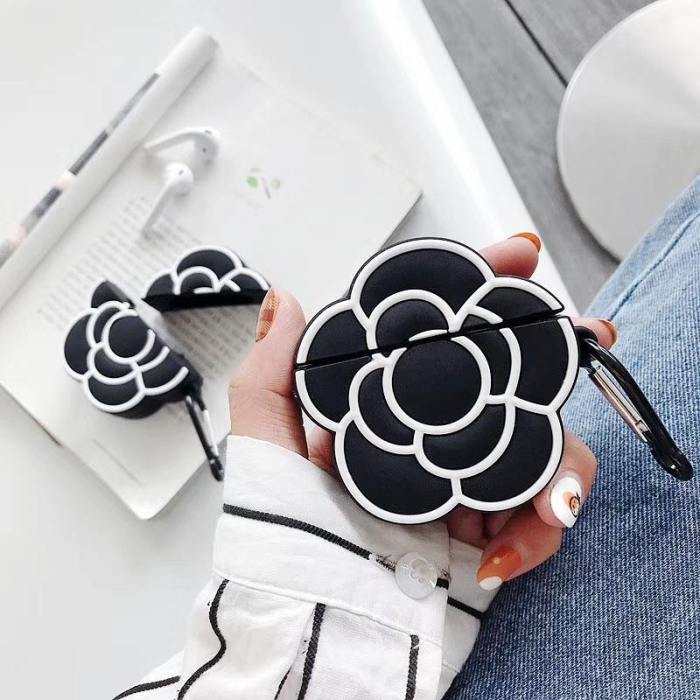 3D Classic Camellia Flower Apple Airpods Protective Case Cover