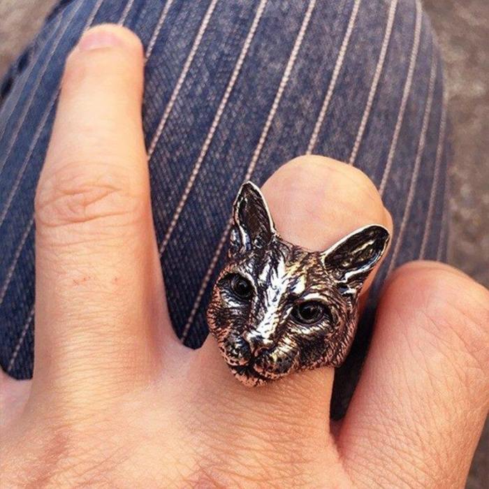 Trendy And Unique Adjustable Cat Head Rings