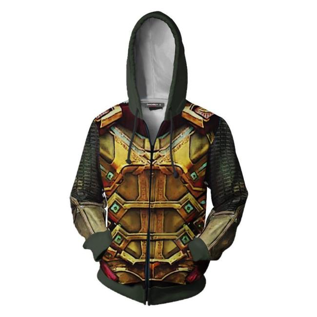 Unisex Mysterio Quentin Beck Hoodies Spider-Man Far From Home Zip Up 3D Print Jacket Sweatshirt