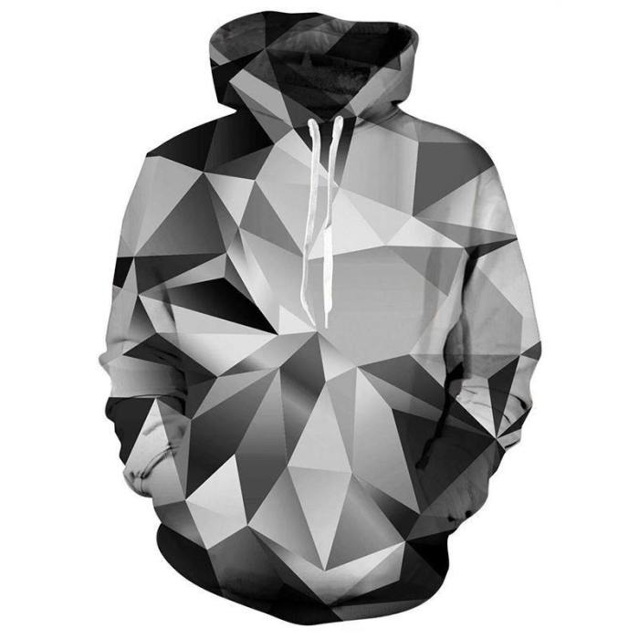 Mens Hoodies 3D Printing Diamond Printed Pattern Hooded
