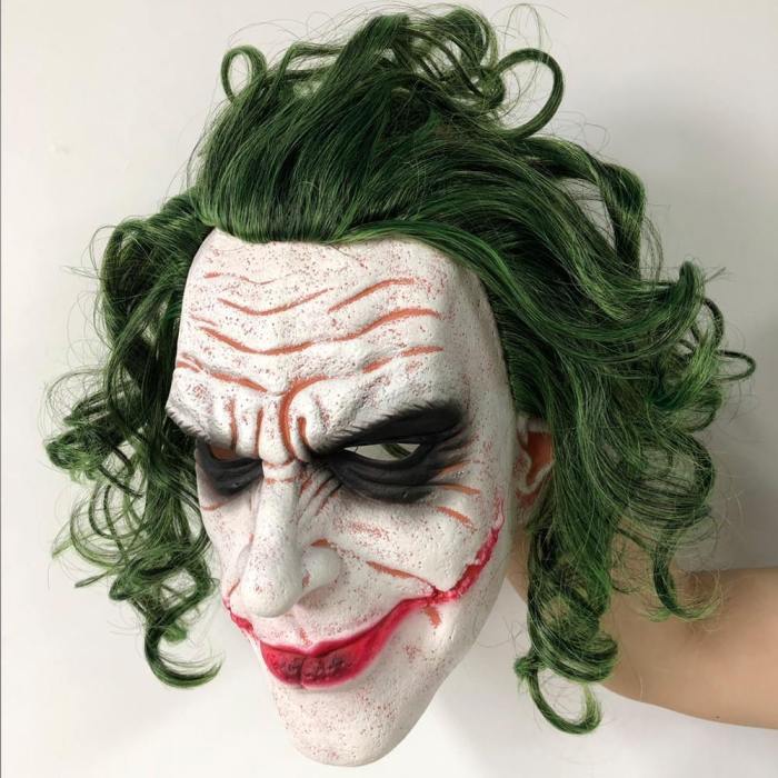 Batman The Dark Knight Horror Clown Joker Cosplay Latex Mask With Wig
