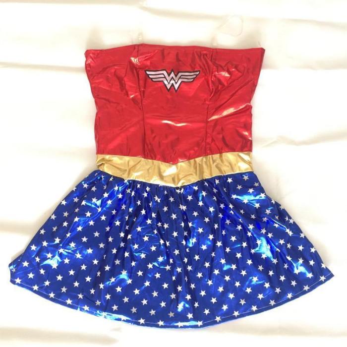 Plus Size Supergirl Wonder Woman Fancy Dress Halloween Cosplay Costume