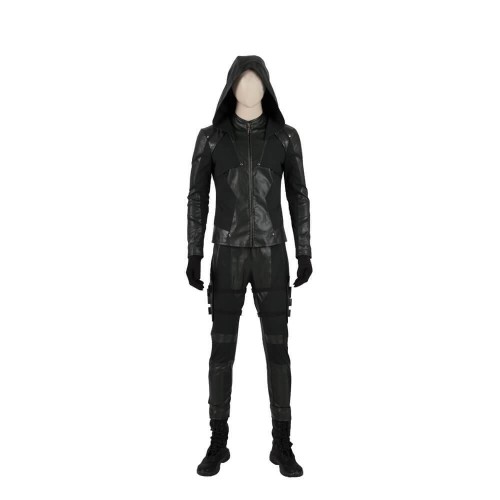 Season 8 Green Arrow Cosplay Oliver Queen Blackish Green Suit Halloween Costume