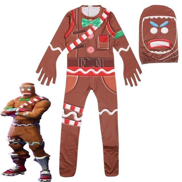 Fortnite Skull Trooper Raven Gingerbread Man Kids Zentai Jumpsuits