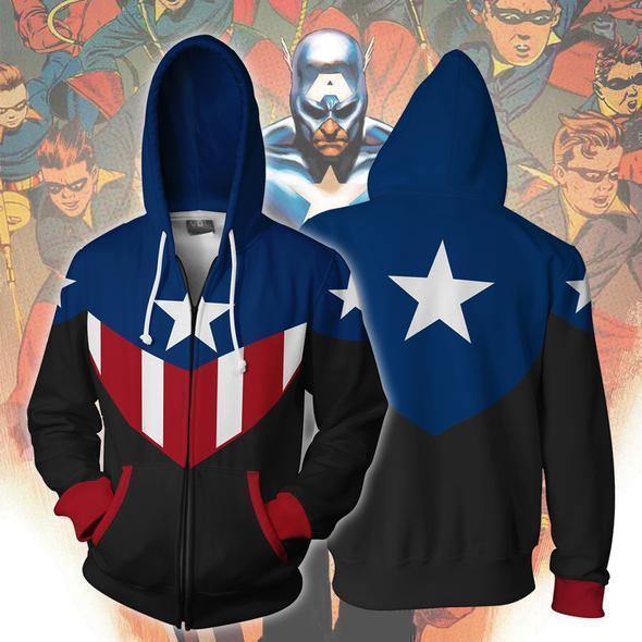 The Avengers Hoodie - Captain America Zip Up Hoodie Csos556