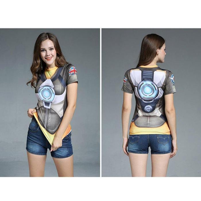 Overwatch  Dva Mercy Tracer Widowmaker Short Sleeve T-Shirt Cosplay Costume