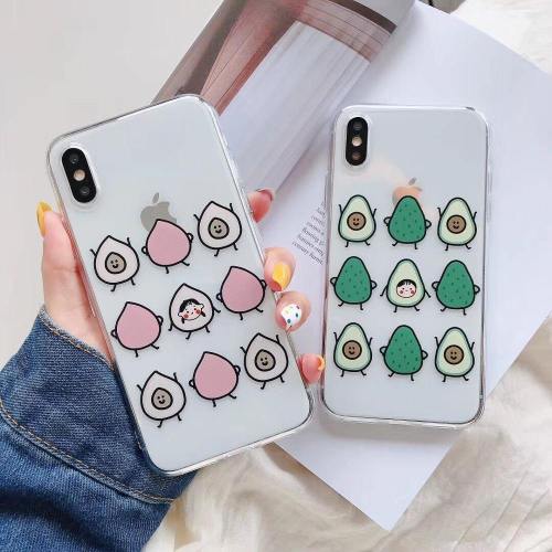 Cute Cartoon Peach Avocado Transparent Phone Case