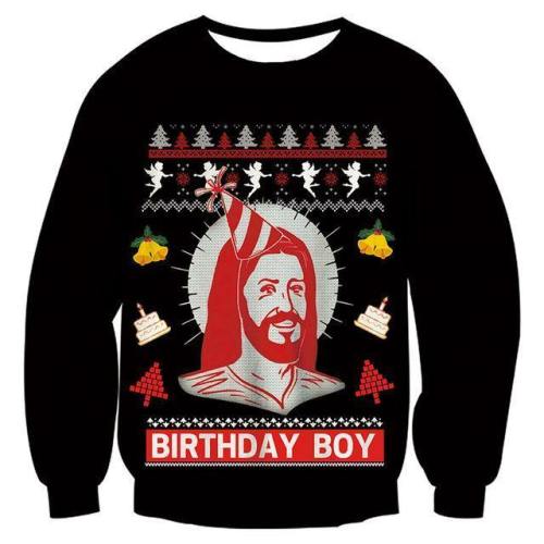 Mens Womens Black Funny Christmas Sweater