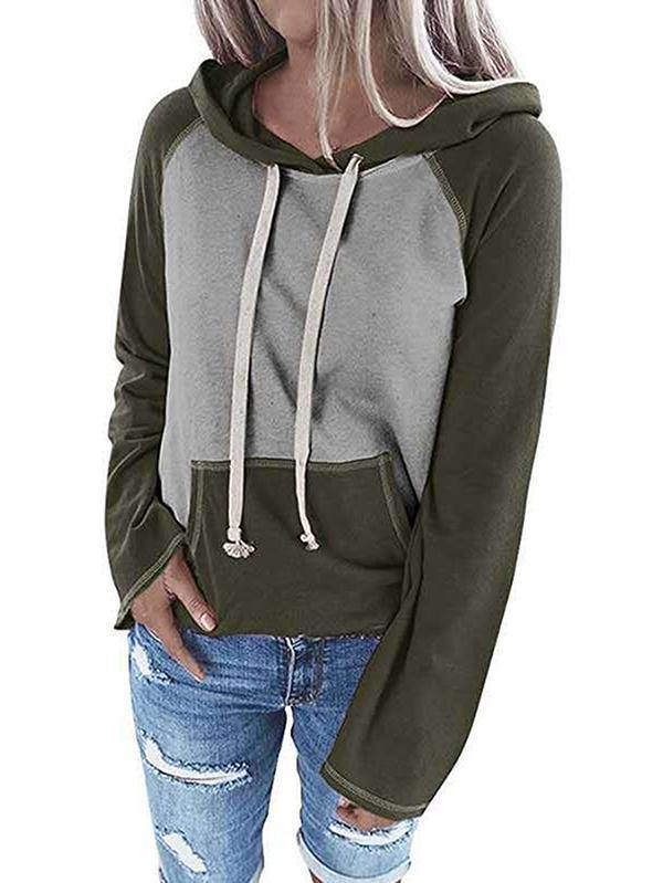 Plus Size Color Block Pullover Hoodies For Women