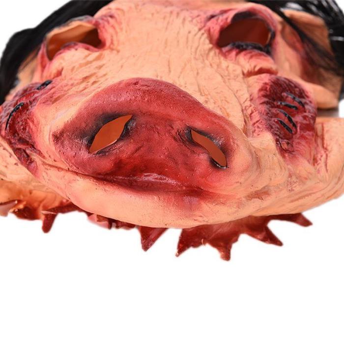 Saw Pig Head Scary Masks Novelty Halloween Mask With Hair Halloween Mask Caveira Cosplay Costume Latex Festival Supplies