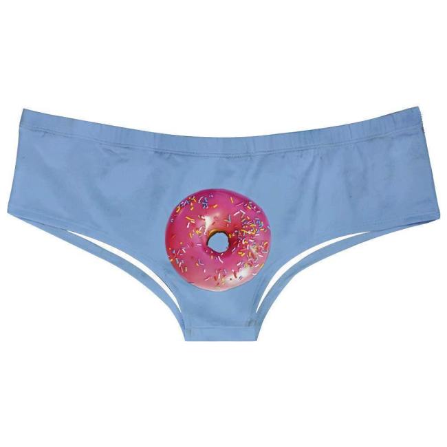 Womens Blue Pink Doughnut Underwears Panty Beathable Moisture Wicking Lingerie Briefs