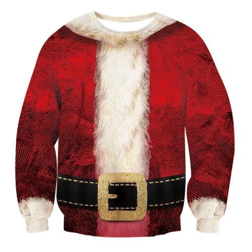 Mens Pullover Sweatshirt 3D Printing Christmas Santa Pattern
