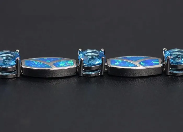 Godly Blue Opal Gem Bracelet - Silver-Plated