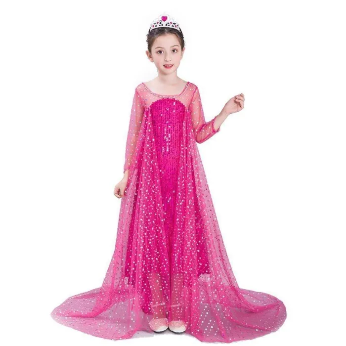 Girls Kids Frozen Snow Queen 2 Princess Elsa Dress Halloween Costumes