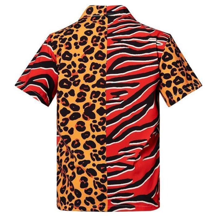 Men'S Hawaiian Shirts Tiger Leopard Printing
