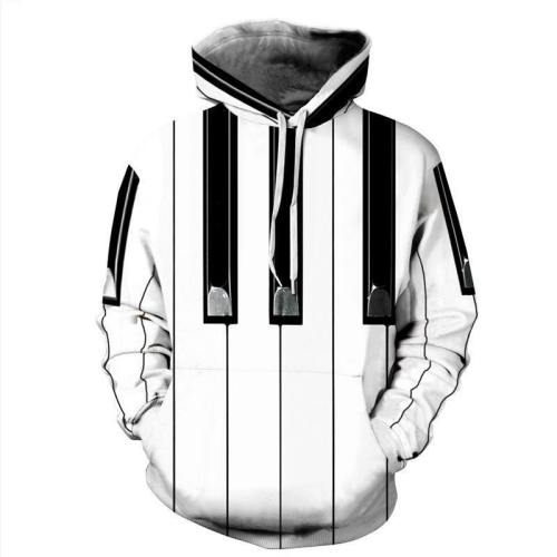 Piano Key Geometric Abstract 3D Painted Hoodie