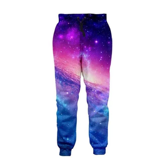 Mens Jogger Pants 3D Printing Colorful Galaxy Pattern Trousers