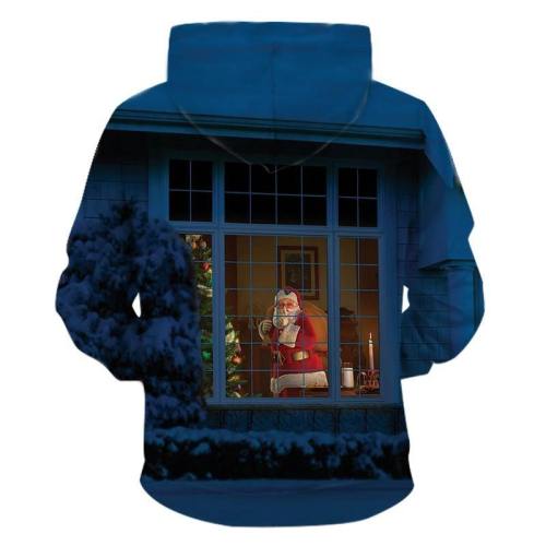 Mens Hoodies 3D Graphic Printed Christmas Santa Claus Pullover Hoodie