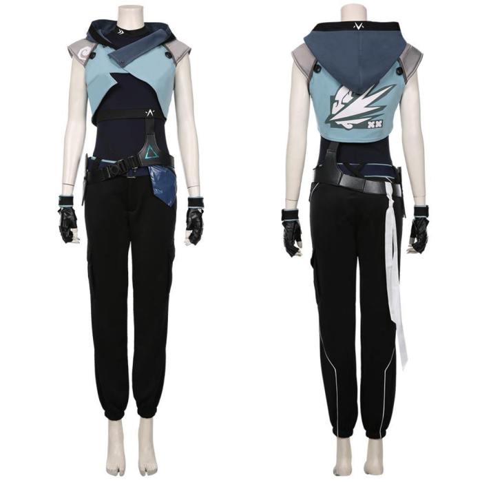 Game Valorant Jett Halloween Jumpsuit Outfit Cosplay Costume