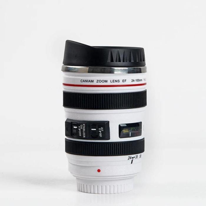 Realistic Stainless Steel Camera Lens Coffee Mug