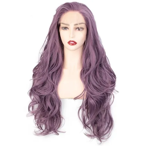Synthetic Lace Front Wig Long Wavy Purple Wigs For Black/White Women Cosplay Ombre Pink Brown Black Grey Blonde Wigs