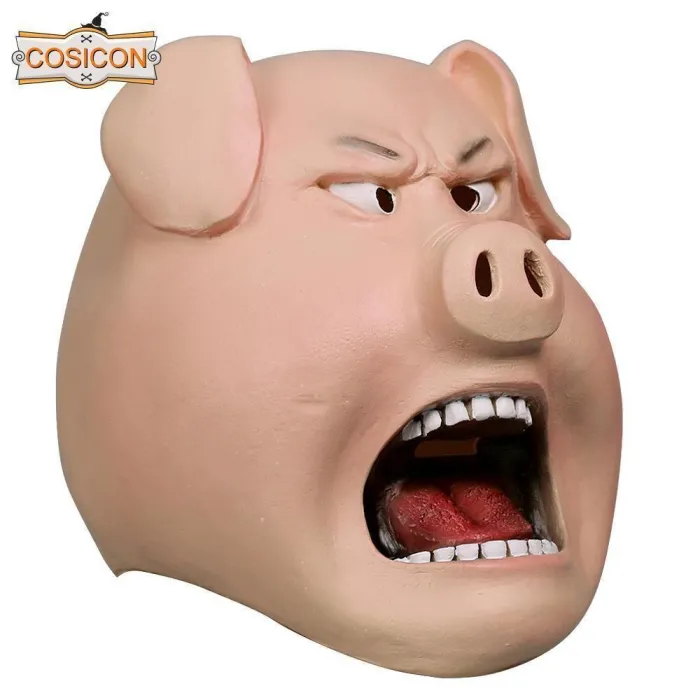 Movie Sing Cosplay Porcupine Ash Latex Mask Pig Animal Mask Halloween Party Prop