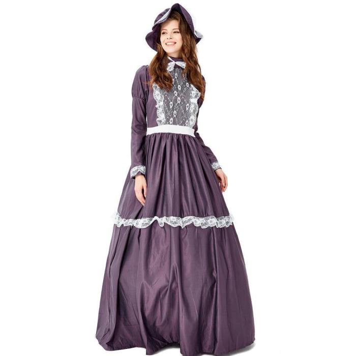 Dark Purple Retro Court Dress Lady Dress Farm Dress Masquerade Party Princess Dress