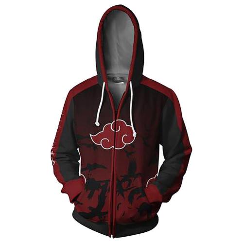 Unisex Hoodies Naruto Zip Up 3D Print Jacket Sweatshirt