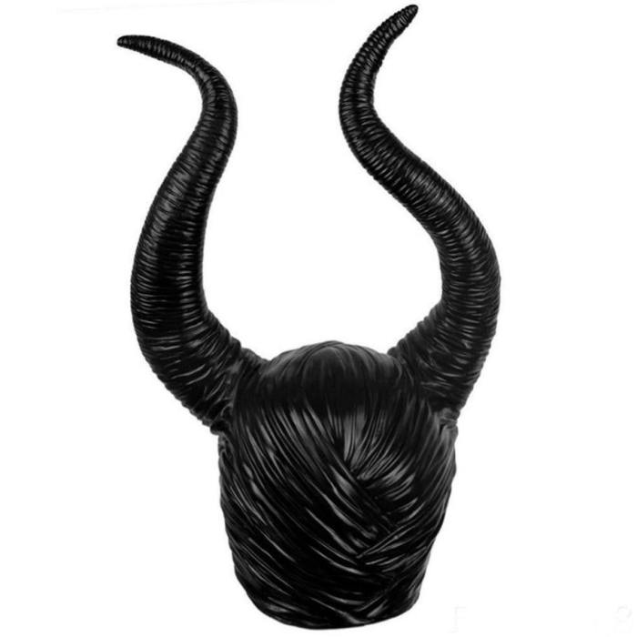 Black Queen Maleficent Witch Horns Hat Headwear Headgear Helmet Props