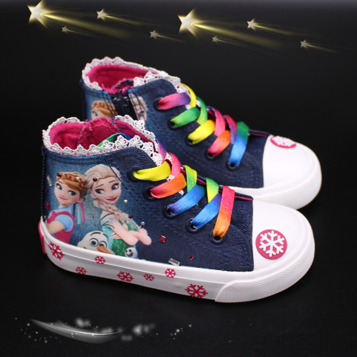Anna Elsa Girls Canvas Sneakers Denim Running Sport Baby Shoes