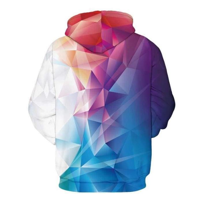 3D Print Hoodie - Bright Colorful Rhombus Print Pullover Hoodie