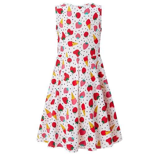 Girls Summer Dress Strawberry Ice Cream Casual Dress