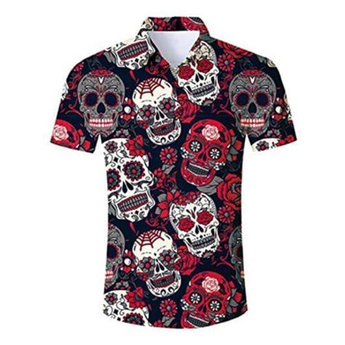 Men'S Hawaiian Shirt Halloween Skeleton