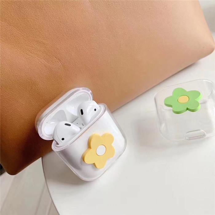 Hyuna Style Korean Flower Transparent Apple Airpods Protective Case Cover