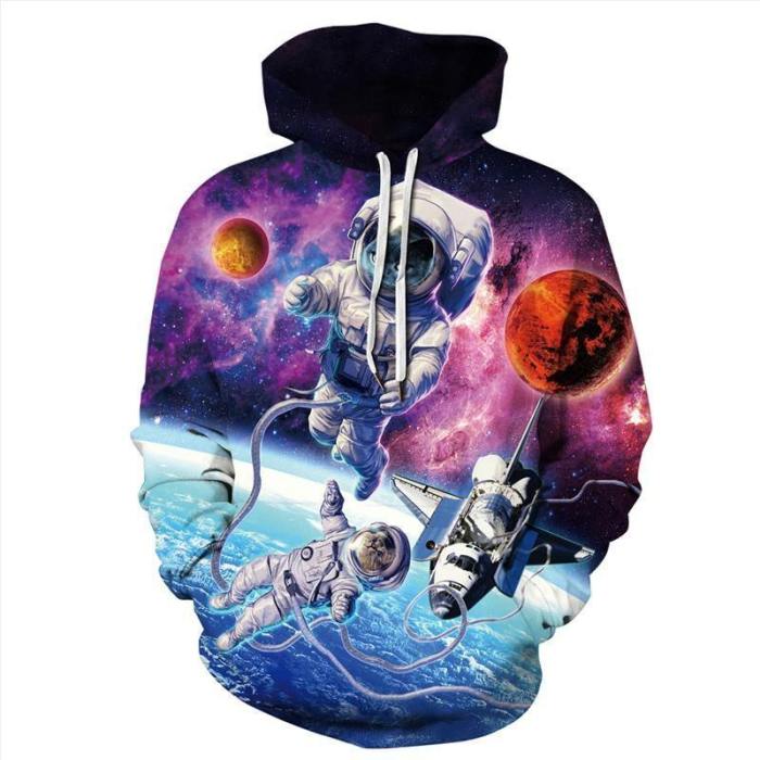 Mens Hoodies 3D Graphic Printed Christmas Alien Cat Pullover