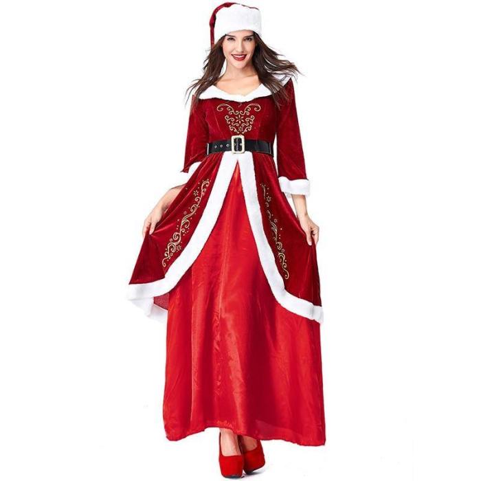 Hot Adult Christmas Santa Claus Cosplay Costumes Women Christmas Party Dress Christmas Loversvelvet Costumes Full Set