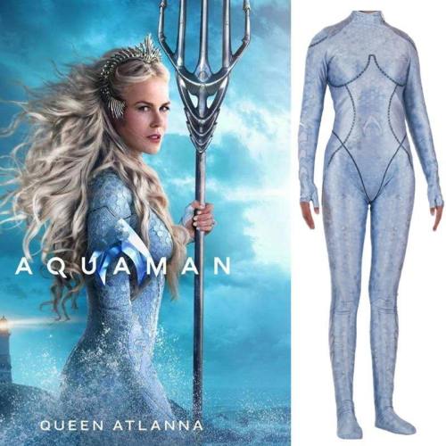 Women Kids Aquaman Queen Atlanna Halloween Bodysuit Cosplay Costume