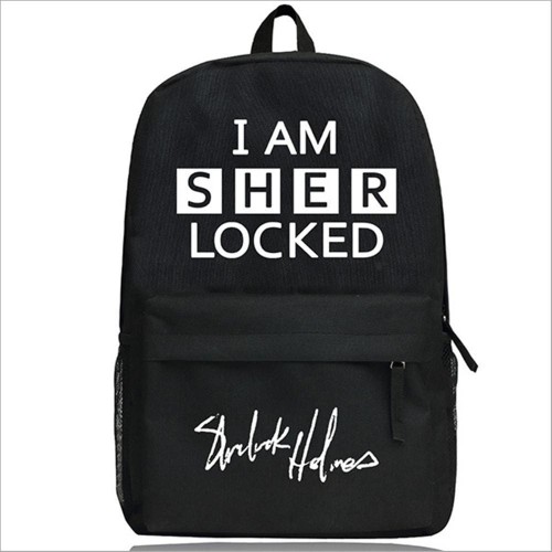 Sherlock Holmes I Am Sher Locked Schoolbag Black Backpack