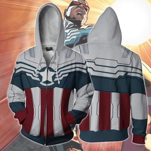 The Avengers Hoodie - Captain America Falcon Zip Up Hoodie