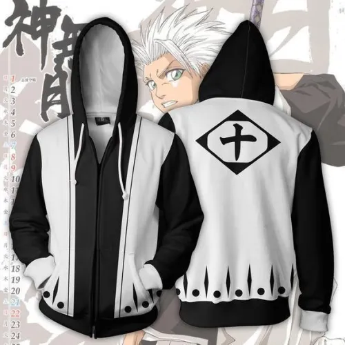 Bleach Hoodies Toshiro Hitsugaya 10Th Division Zip Up Hoodie