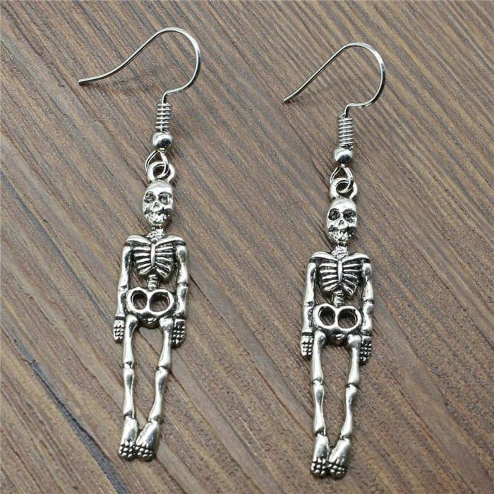 Gothic Halloween Skeleton Dangling Earrings