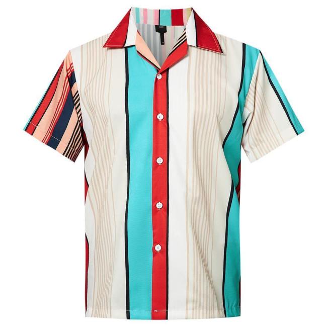 Men'S Hawaiian Shirt Stripes Printing
