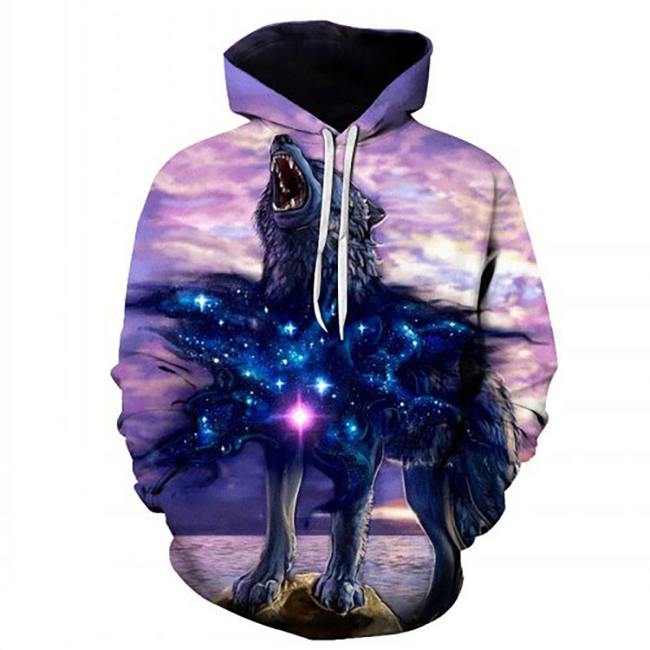 Howling Wolf'S Heart Galaxy Space Hoodie