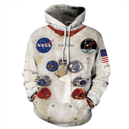 Men'S 3D Print Space Suit Hooded Astronaut Sweatshirt Hoodies
