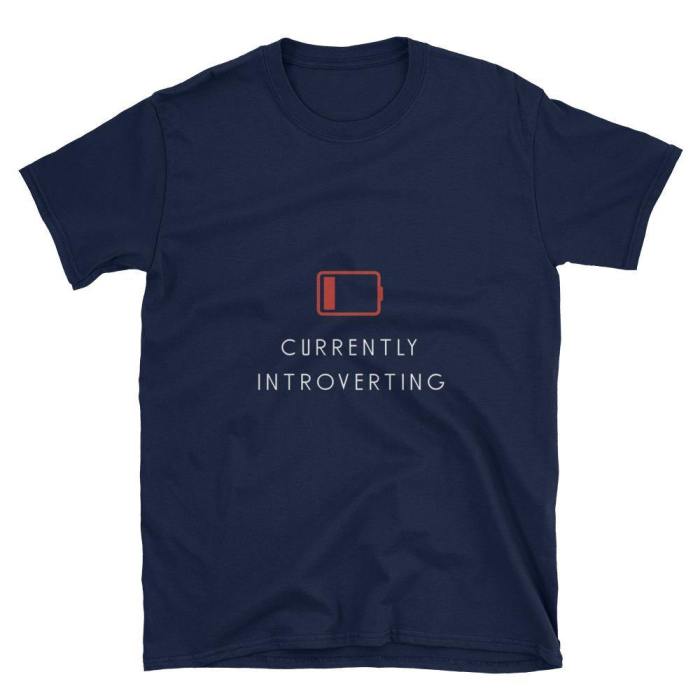  Currently Introverting  Short-Sleeve Unisex T-Shirt (Black/Navy)
