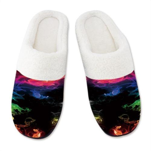 Mens 3D Printing Colorful Smoke Pattern Slippers